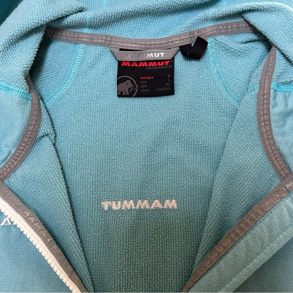 Mammut Women’s Calispell Fleece Hooded Jacket Light Pacific Melange Aqua UPF 50+ - Picture 8 of 14